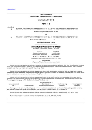 Thumbnail Iron Mountain 10-Q Quarterly Report FY2018 