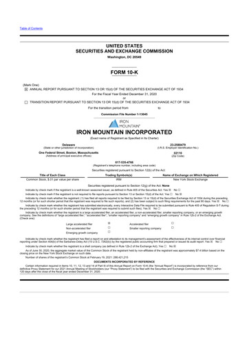 Thumbnail Iron Mountain 10-K Annual Report 2020