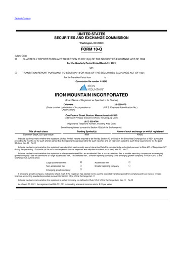 Thumbnail Iron Mountain 10-Q Quarterly Report FY2021 