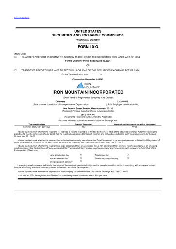 Thumbnail Iron Mountain 10-Q Quarterly Report FY2021 