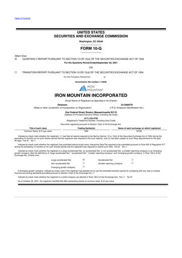 Thumbnail Iron Mountain 10-Q Quarterly Report FY2021 
