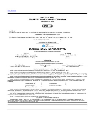 Thumbnail Iron Mountain 10-K Annual Report 2021