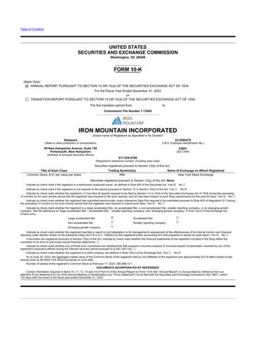 Thumbnail Iron Mountain 10-K Annual Report 2022