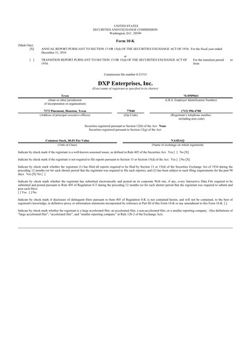 Thumbnail DXP Enterprises 10-K Annual Report 