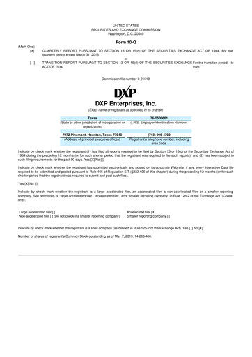 Thumbnail DXP Enterprises 10-Q Quarterly Report FY2013 