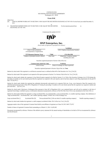 Thumbnail DXP Enterprises 10-K Annual Report 2013