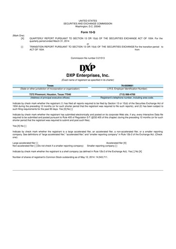 Thumbnail DXP Enterprises 10-Q Quarterly Report FY2014 