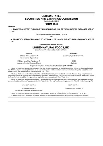 Thumbnail United Natural Foods
 10-Q Quarterly Report FY2013 