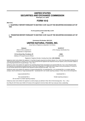 Thumbnail United Natural Foods
 10-Q Quarterly Report FY2014 