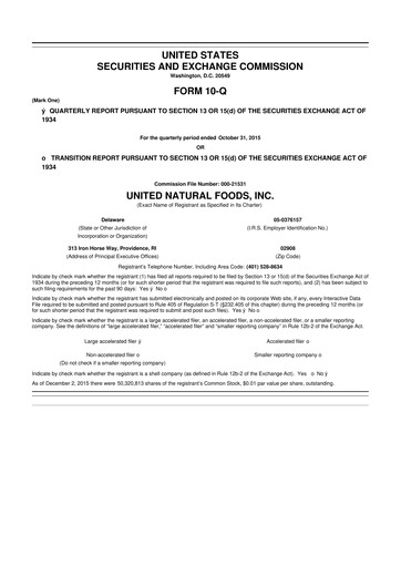 Thumbnail United Natural Foods
 10-Q Quarterly Report FY2016 