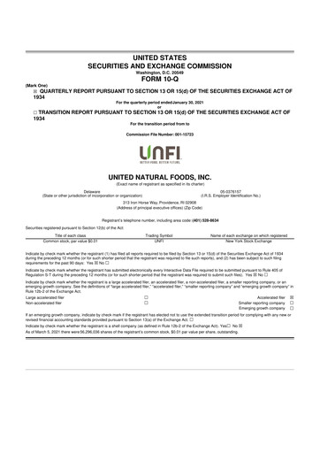 Thumbnail United Natural Foods
 10-Q Quarterly Report FY2021 