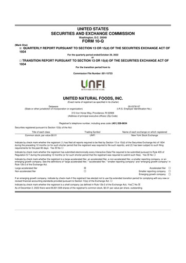 Thumbnail United Natural Foods
 10-Q Quarterly Report FY2023 