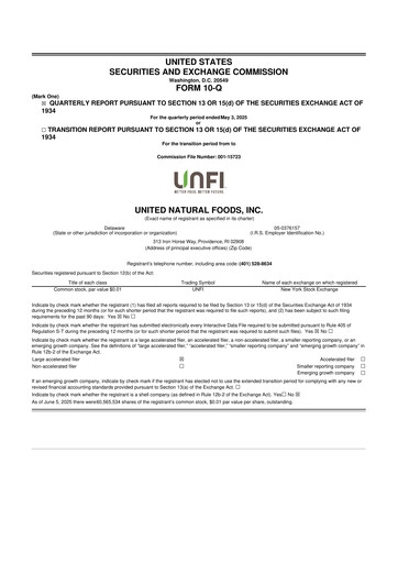Thumbnail United Natural Foods
 10-Q Quarterly Report FY2025 