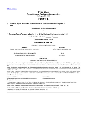 Thumbnail Triumph Group
 10-Q Quarterly Report FY2018 
