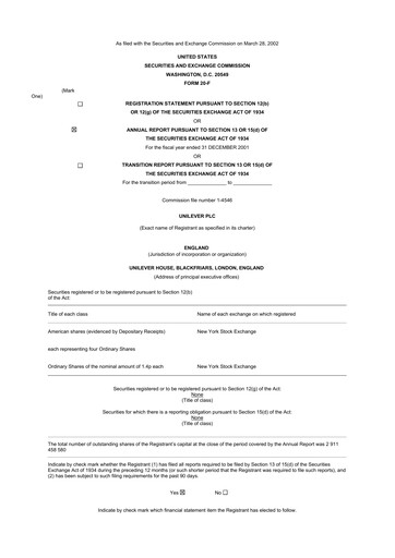 Thumbnail Unilever 20-F Annual Report 