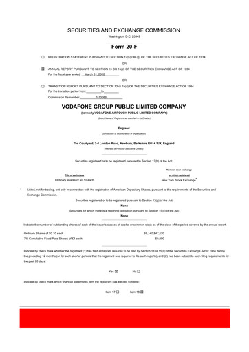 Thumbnail Vodafone 20-F Annual Report 