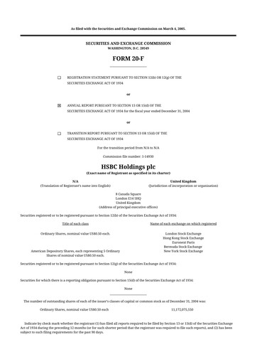 Thumbnail HSBC 20-F Annual Report 