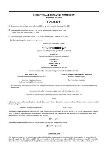 Thumbnail Signet Jewelers
 20-F Annual Report 