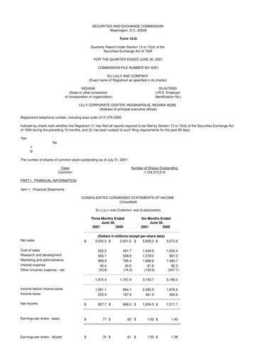 Vorschaubild Eli Lilly 10-Q Quartalsbericht  