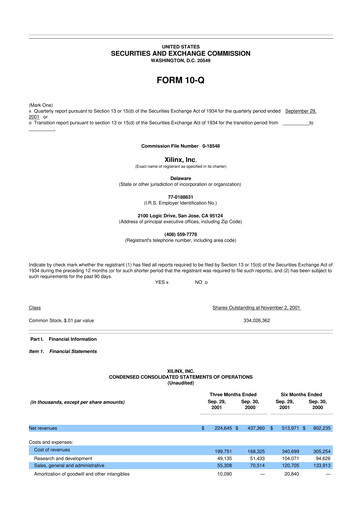 Thumbnail Xilinx 10-Q Quarterly Report FY 