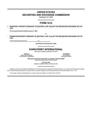 Miniature Korn Ferry
 10-Q Rapport trimestriel  