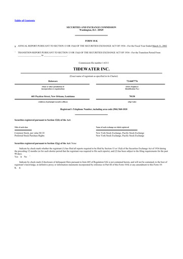 Thumbnail Tidewater 10-K Annual Report 