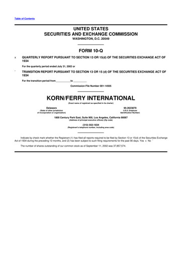 Miniature Korn Ferry
 10-Q Rapport trimestriel  