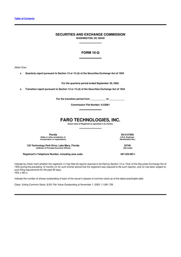 Thumbnail Faro Technologies
 10-Q Quarterly Report FY 