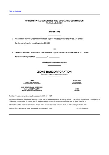 Thumbnail Zions Bancorporation
 10-Q Quarterly Report FY 