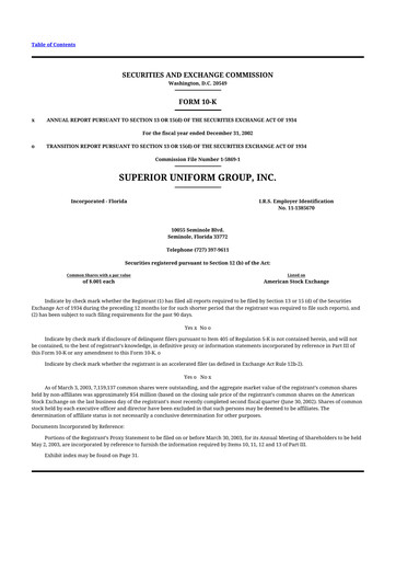 Thumbnail Superior Group of Companies 10-K Annual Report 