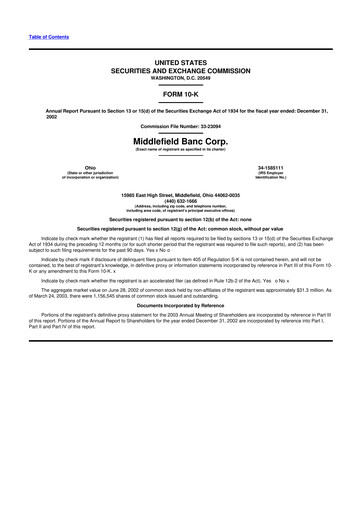 Thumbnail Middlefield Banc
 10-K Annual Report 