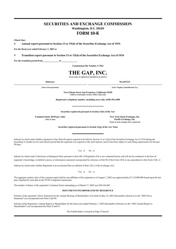 Thumbnail Gap Inc.
 10-K Annual Report 