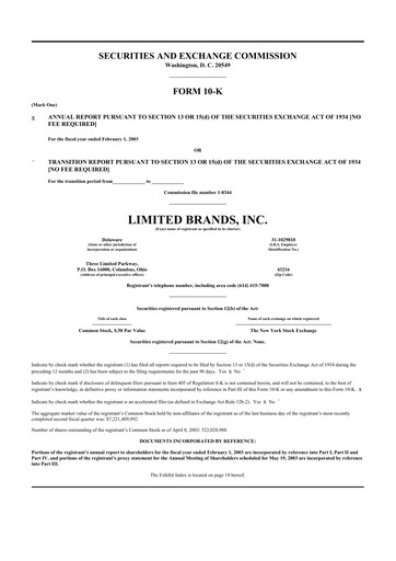 Thumbnail Bath & Body Works 10-K Annual Report 