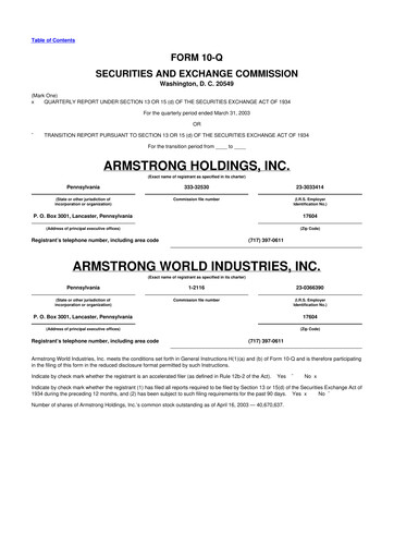 Thumbnail Armstrong World Industries
 10-Q Quarterly Report FY 
