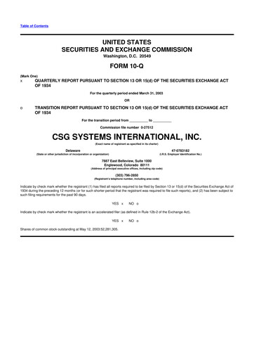 Thumbnail CSG International
 10-Q Quarterly Report FY 