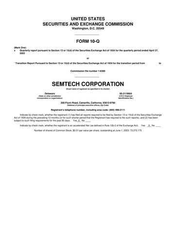 Vorschaubild Semtech 10-Q Quartalsbericht  