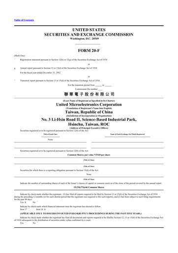 Thumbnail United Microelectronics 20-F Annual Report 