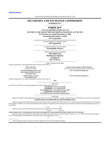 Thumbnail KT Corporation 20-F Annual Report 