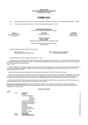 Thumbnail Nu Skin 10-K Annual Report 