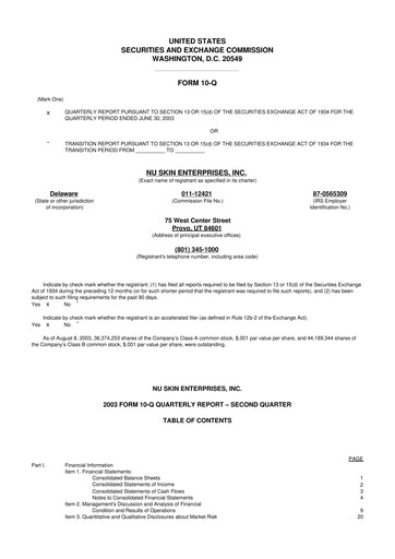 Thumbnail Nu Skin 10-Q Quarterly Report FY 