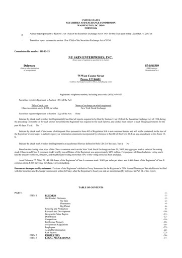 Thumbnail Nu Skin 10-K Annual Report 