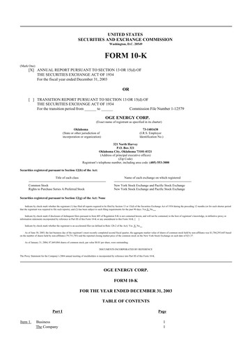 Thumbnail OGE Energy
 10-K Annual Report 