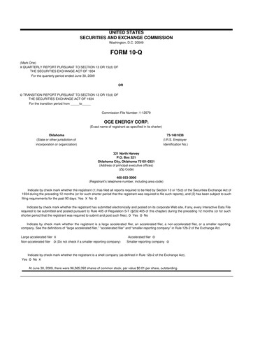 Thumbnail OGE Energy
 10-Q Quarterly Report FY 