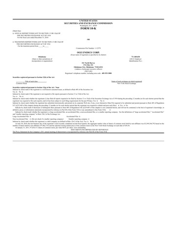 Thumbnail OGE Energy
 10-K Annual Report 2010