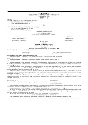 Thumbnail OGE Energy
 10-K Annual Report 2017