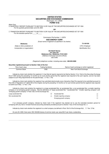 Thumbnail OGE Energy
 10-Q Quarterly Report FY2020 