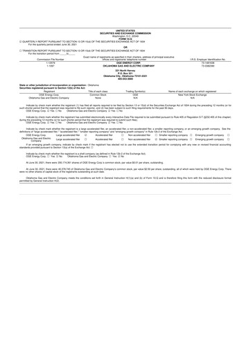 Thumbnail OGE Energy
 10-Q Quarterly Report FY2021 