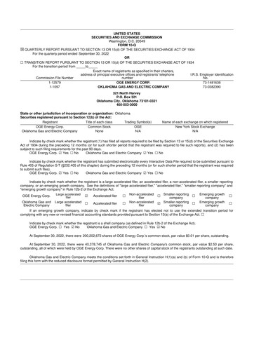 Thumbnail OGE Energy
 10-Q Quarterly Report FY2022 