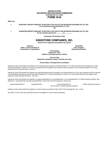 Vorschaubild Kingstone Companies 10-Q Quartalsbericht  