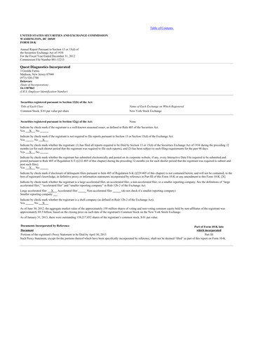 Thumbnail Quest Diagnostics
 10-K Annual Report 2012